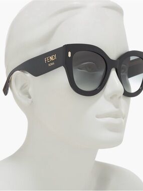 Fendi Black Cat-Eye Sunglasses with Gold Logo